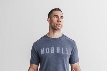 Nobull Men's T Shirts Navy | Australia (NF3871)